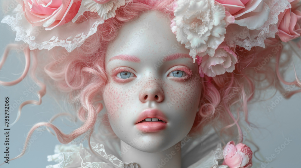 doll with a wreath of flowers doll with a wreath of flowers