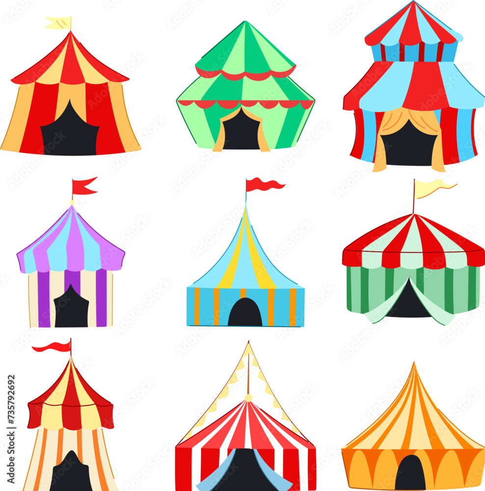 circus tent set cartoon vector illustration circus tent set cartoon vector illustration