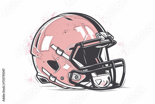 American football helmet, hand drawn in pink color