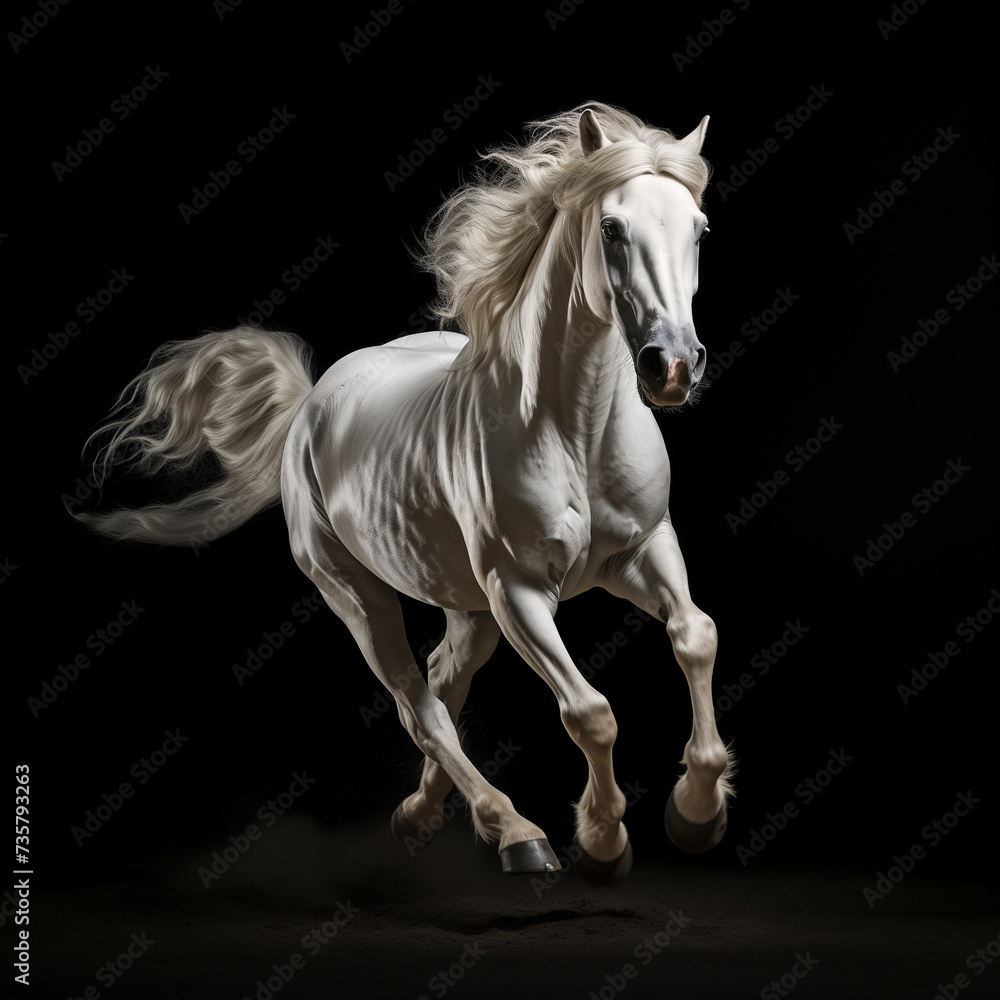 running white horse at night time
