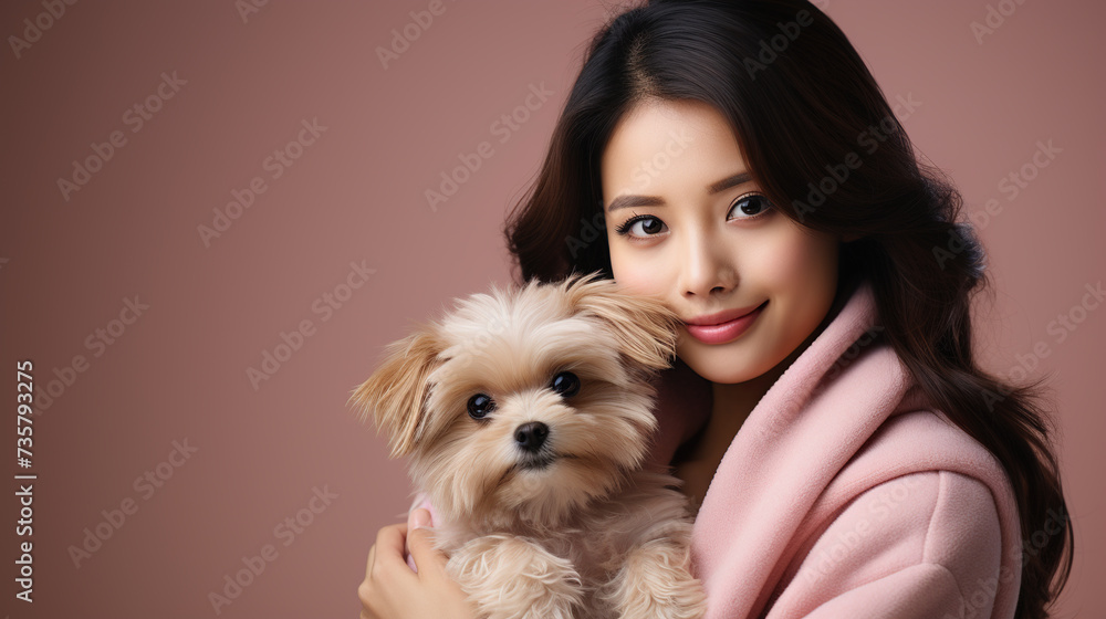 a woman holding a cute dog for pets lovers illustration background a woman holding a cute dog for pets lovers illustration background