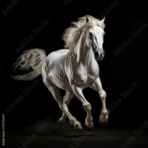 running white horse at night time © priya87