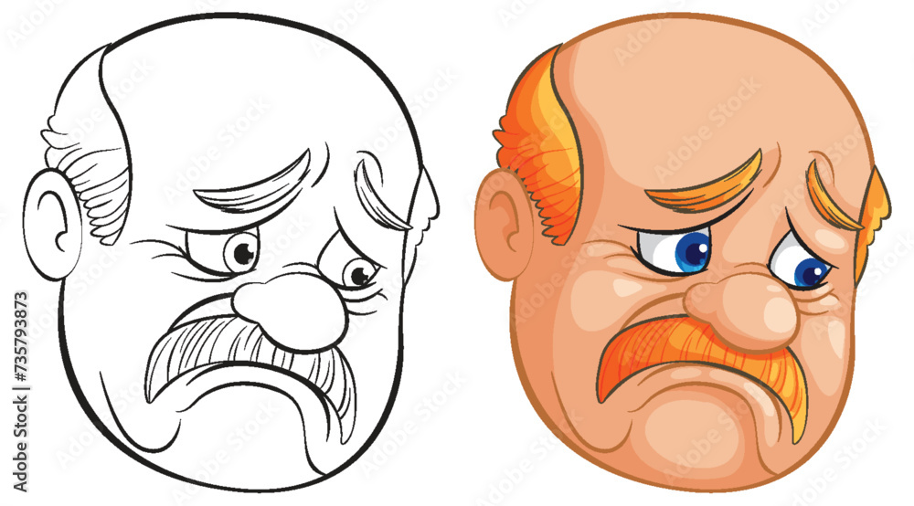 Two elderly men with worried and sad expressions Two elderly men with worried and sad expressions