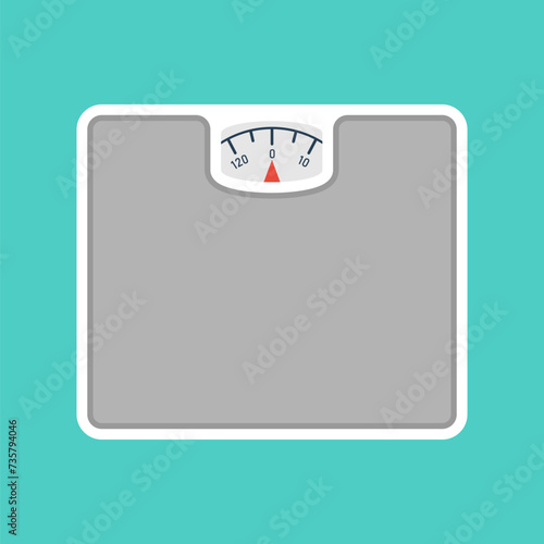 Fitness floor scales with arrow. Vector illustration flat design. Isolated on white background. Scales isolated on white background. Template for measuring weight.