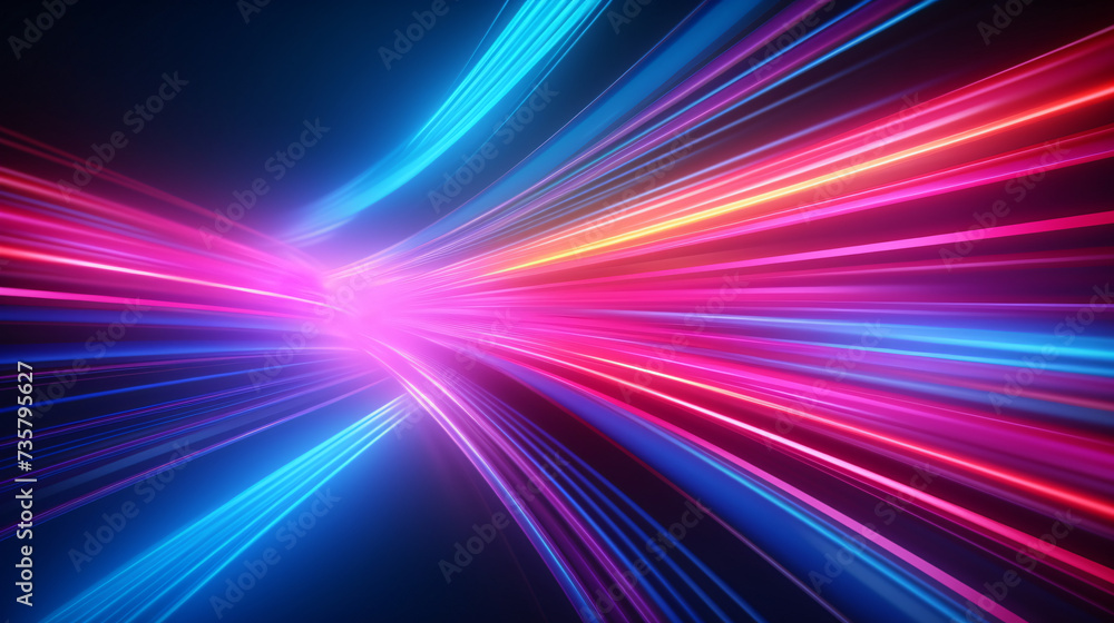 3D render abstract colorful background with bright neon elements.