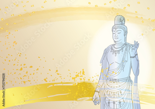 薬師寺 聖観音菩薩 黄金の光の背景