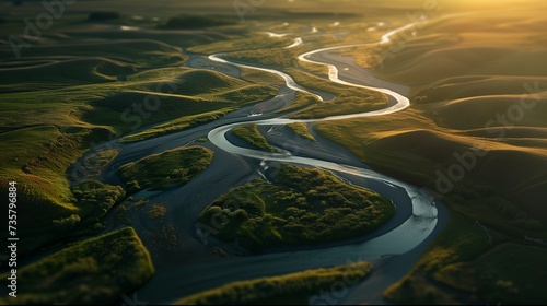 path of a winding river.