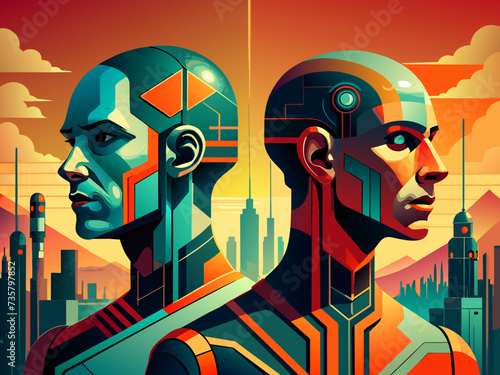Cybernetic implants merging with organic flesh. vektor illustation