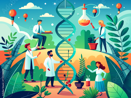 Genetic engineering creating designer organisms. vektor illustation