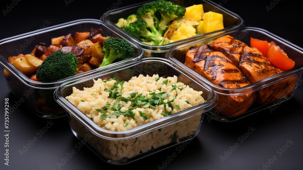 Healthy nutrition lunch boxes catering service for balanced diet takeaway food delivery