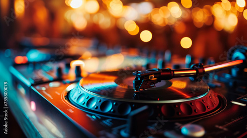 dj turntable party bokeh background 