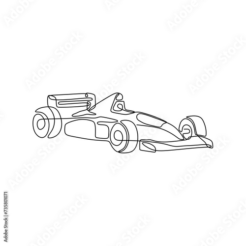 Single continous line art of formula car
