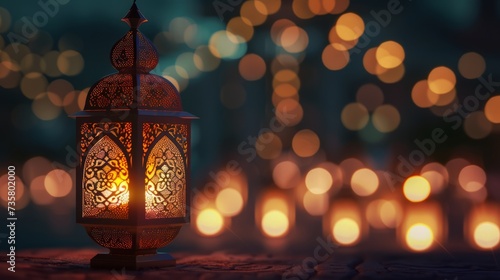 Ramadan lantern with bokeh background adha fitr