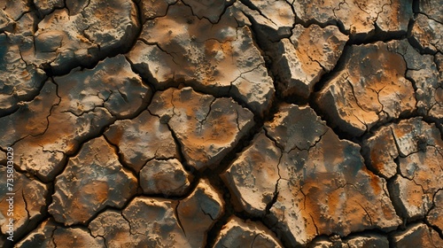 Close-up image of dry, cracked earth, illustrating the severe effects of drought and aridity.