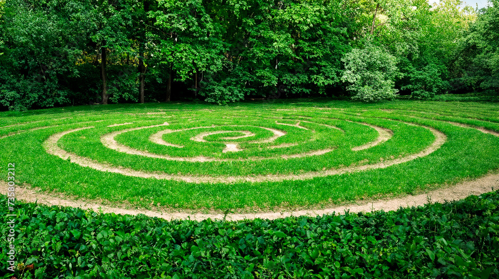 Labyrinth of plants and trees in the garden