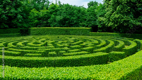 Labyrinth of plants and trees in the garden