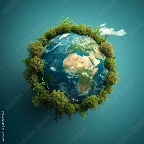 World environment and Earth Day concept with globe and eco friendly enviroment.