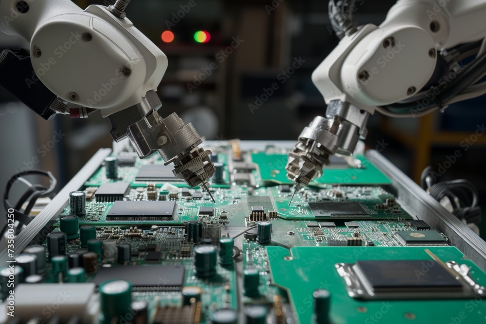 precision robotic arms assembling circuit boards precision robotic arms assembling circuit boards