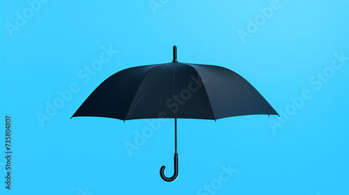 A black umbrella with a blue background 