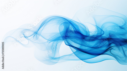 A blue smoke swirls in the air on a white background.