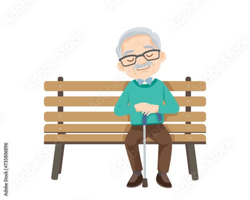 Old people, elderly man sitting on bench