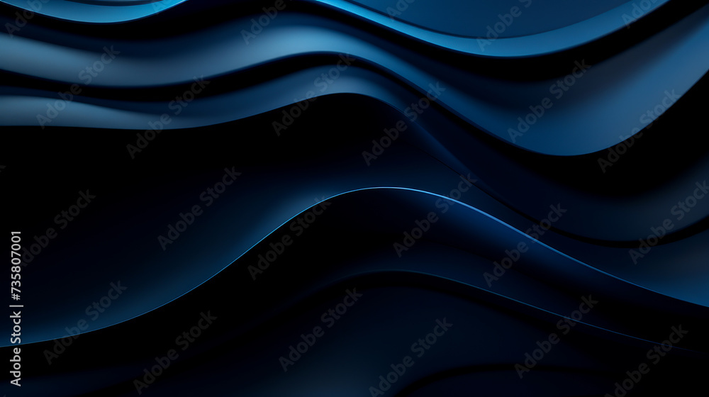 Fototapeta premium Beautiful luxury 3D modern abstract neon dark blue background composed of waves with light digital effect.