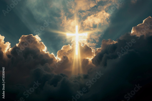  The Risen Jesus Ascended To Heaven The Scene. AI generative.