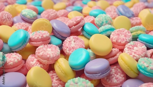 Colorful puffy sugar candies, pastel colors