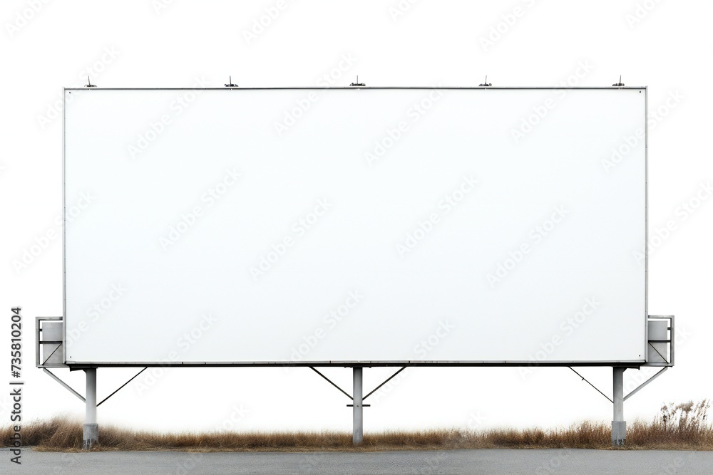 Obraz premium Billboard sign with electric installation empty banner white background Generative Ai