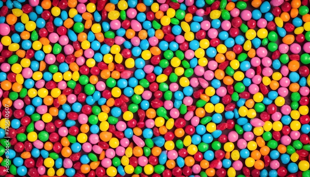 Aerial view of a variety of color sucker hard sugar candies background