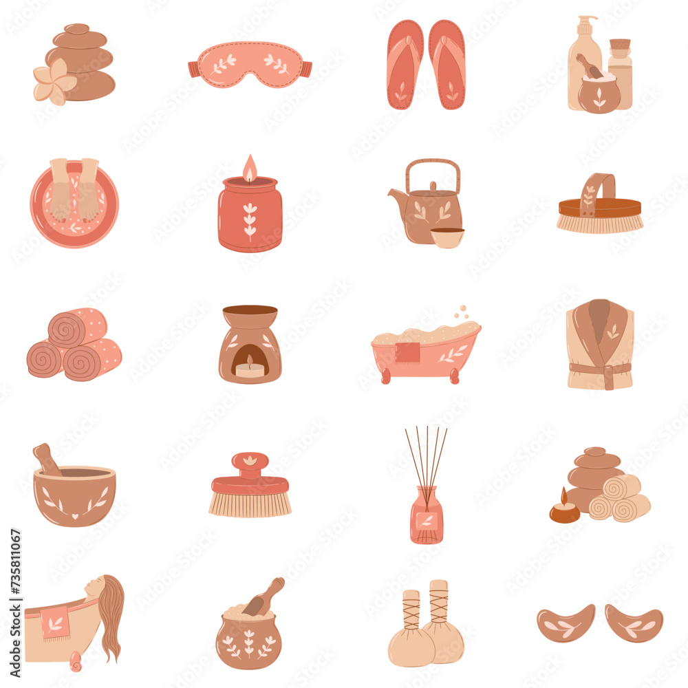 Beauty and Spa icon set. Beauty salon vector illustration. Self-care, Skincare, Health care clip art. Boho colors. Web icon pack. Instagram highlights icons. Cosmetic, anti-aging procedure, beauty Beauty and Spa icon set. Beauty salon vector illustration. Self-care, Skincare, Health care clip art. Boho colors. Web icon pack. Instagram highlights icons. Cosmetic, anti-aging procedure, beauty