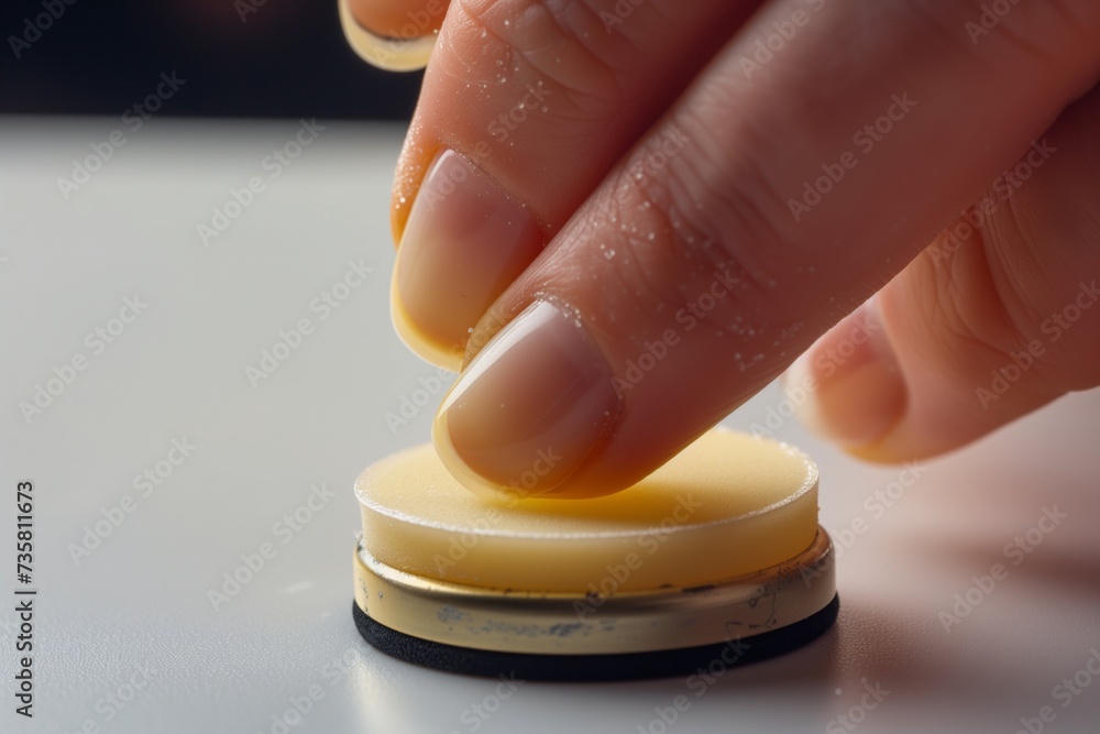nail buffer being used for shining fingernail surfaces nail buffer being used for shining fingernail surfaces