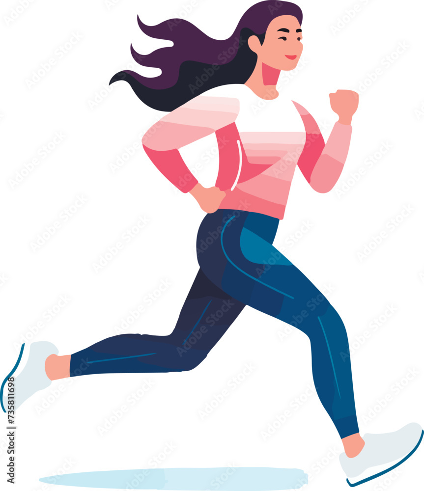 Vector images of a beautiful slender girl in a sports uniform is engaged in fitness, sports, trains isolated on a white background. woman runs. morning run. jogging. Vector images of a beautiful slender girl in a sports uniform is engaged in fitness, sports, trains isolated on a white background. woman runs. morning run. jogging.