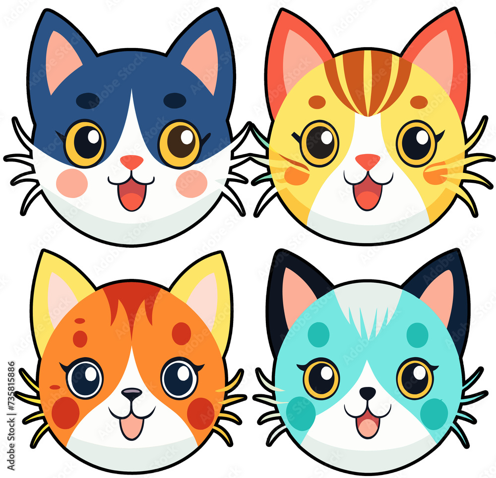 Obraz premium set of funny cartoon cats