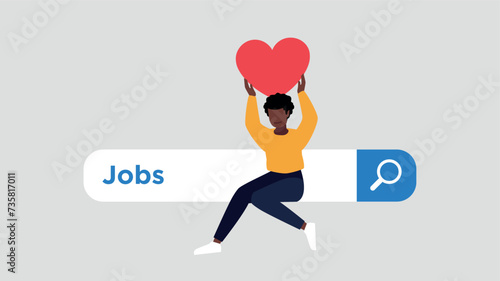 Zufriedener Kunde, der auf einer Suchleiste sitzt und einen Stern hochhält