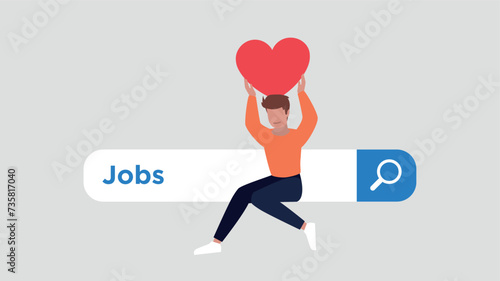 Zufriedener Kunde, der auf einer Suchleiste sitzt und einen Stern hochhält