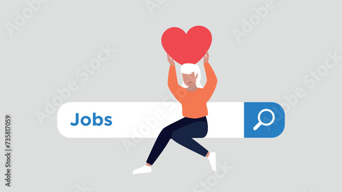 Zufriedener Kunde, der auf einer Suchleiste sitzt und einen Stern hochhält