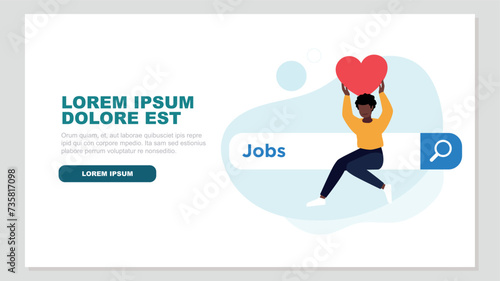 Zufriedener Kunde, der auf einer Suchleiste sitzt und einen Stern hochhält