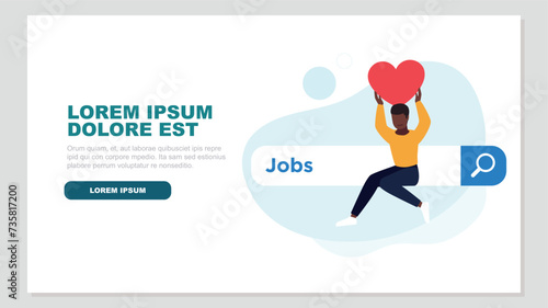 Zufriedener Kunde, der auf einer Suchleiste sitzt und einen Stern hochhält