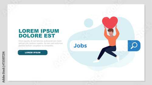 Zufriedener Kunde, der auf einer Suchleiste sitzt und einen Stern hochhält