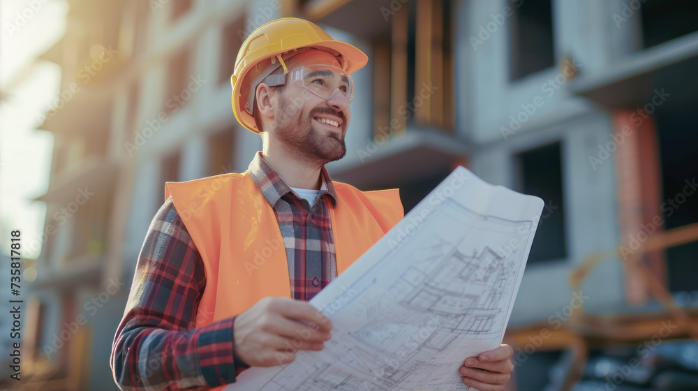 engineer at a construction site with a plan in his hands
engineer at a construction site with a plan in his hands