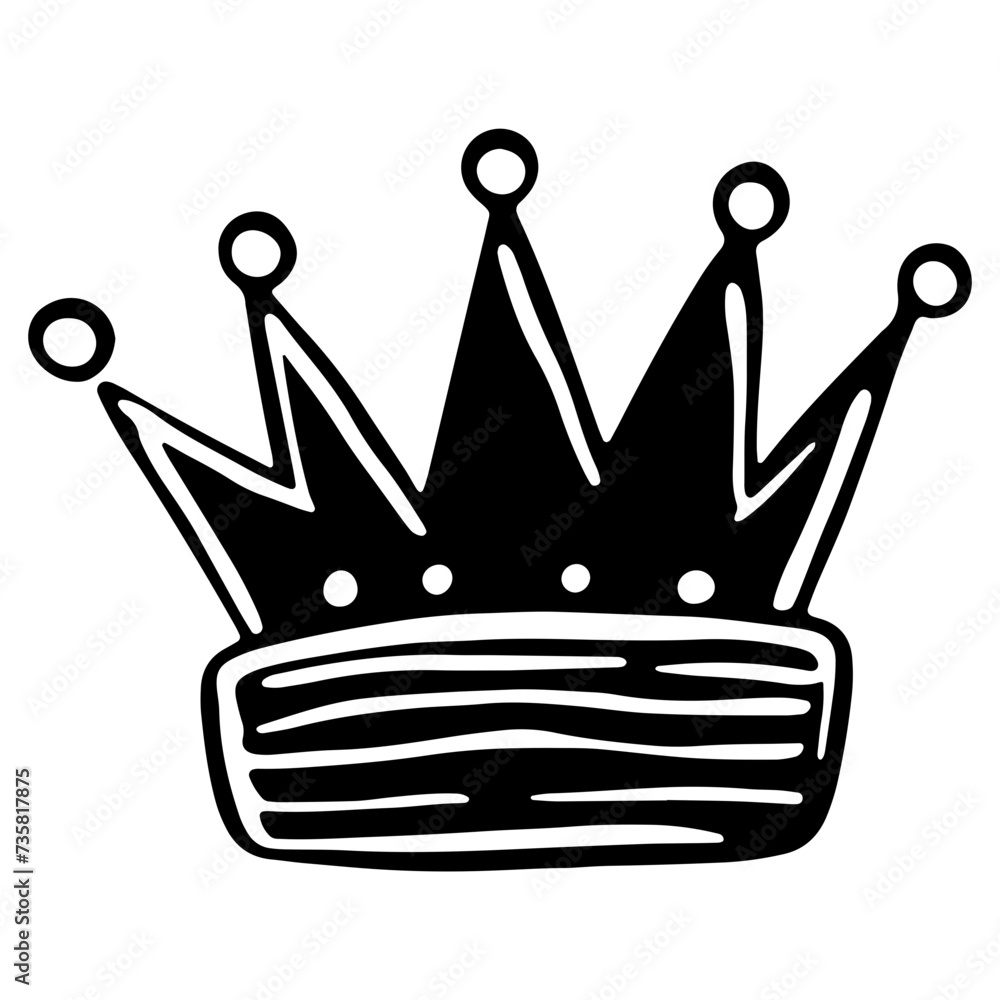 Hand down king or queen crown sketch, fellow crowned tiara, beautiful diadem and luxurious decals vector illustration Hand down king or queen crown sketch, fellow crowned tiara, beautiful diadem and luxurious decals vector illustration