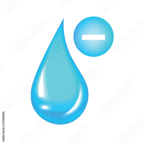 Water drop icon with minus sign. Vector illustration