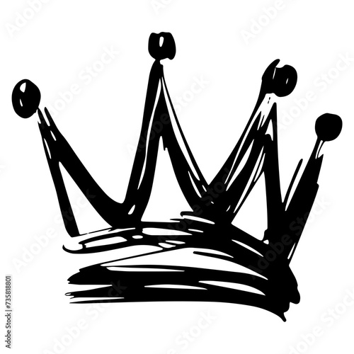 Hand down king or queen crown sketch, fellow crowned tiara, beautiful diadem and luxurious decals vector illustration