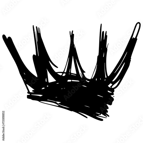 Hand down king or queen crown sketch, fellow crowned tiara, beautiful diadem and luxurious decals vector illustration