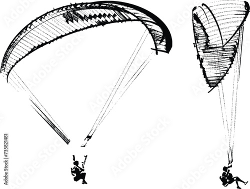 paraglider silhouette on black