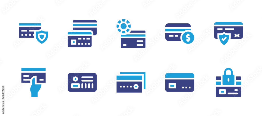 Credit card icon set. Duotone color. Vector illustration. Containing credit card, card payment, card, atm card.