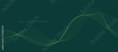 Abstract vector background with smooth color wave. Smoke wavy lines. Vector dark green waves background	