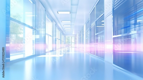 Dynamic Office Environment: Panoramic Windows and Light Blur in Modern Workspace Setting © Nazia