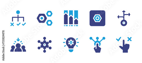 Options icon set. Duotone color. Vector illustration. Containing selection, options, option, settings, choose, outsourcing, choice. © Huticon